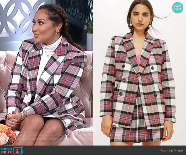 Pink Tartan Jacket by Topshop worn by Adrienne Houghton on The Real