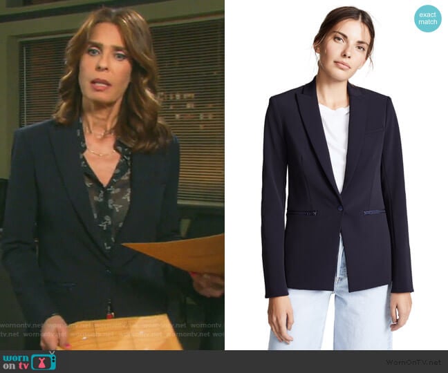 WornOnTV: Hope’s navy zip pockets blazer on Days of Our Lives ...