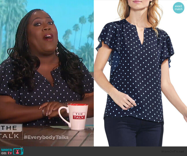 Sapphire Bloom Polka Dot Blouse by Vince Camuto worn by Sheryl Underwood  on The Talk