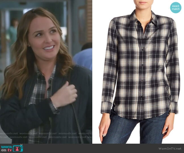 Oversized Plaid Button Down Shirt by Vince worn by Jo Wilson (Camilla Luddington) on Greys Anatomy