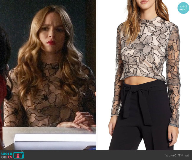 WAYF Mina Cropped Lace Top worn by Caitlin Snow (Danielle Panabaker) on The Flash
