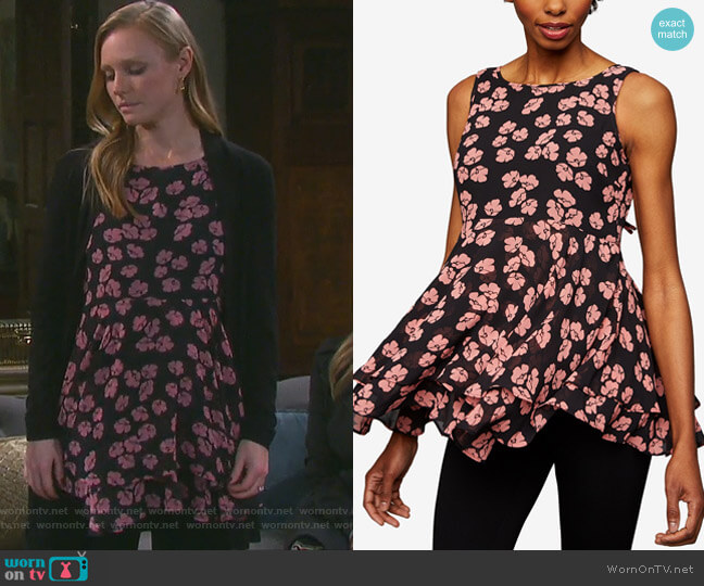 Maternity Floral-Print Peplum Top by A Pea in the Pod worn by Abigail Deveraux (Kate Mansi) on Days of our Lives