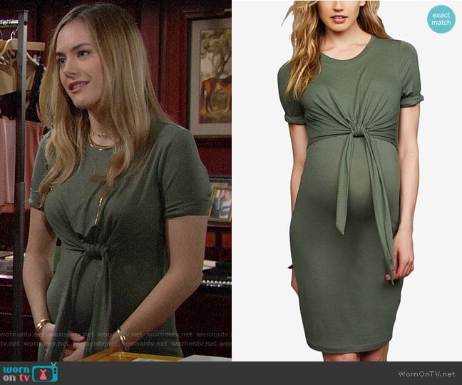 A Pea in the Pod Maternity Tie-Front Dress worn by Hope Logan (Annika Noelle) on The Bold and the Beautiful