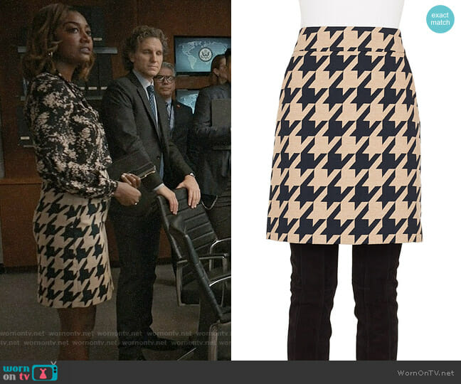 Akris Punto A-Line Houndstooth Skirt worn by Daisy Grant (Patina Miller) on Madam Secretary