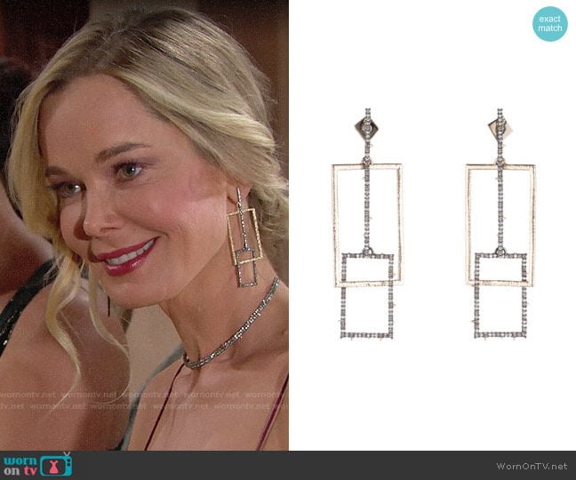 Alexis Bittar Brutalist Butterfly Crystal Encrusted Linear Earrings worn by Donna Logan (Jennifer Gareis) on The Bold and the Beautiful