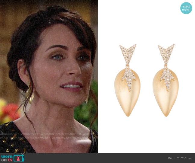 Alexis Bittar Crystal Encrusted Dangling Starburst Post Earring worn by Quinn Fuller (Rena Sofer) on The Bold and the Beautiful