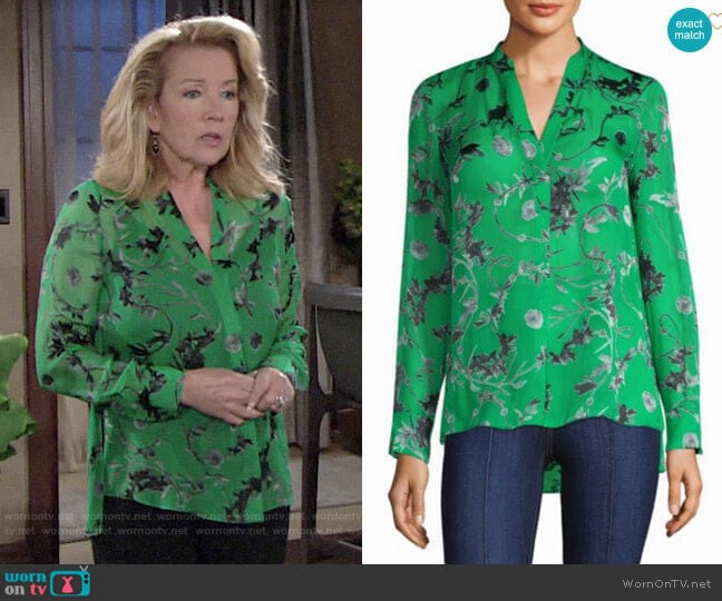 Alice + Olivia Amos Silk Tunic worn by Nikki Reed Newman (Melody Thomas-Scott) on The Young and the Restless