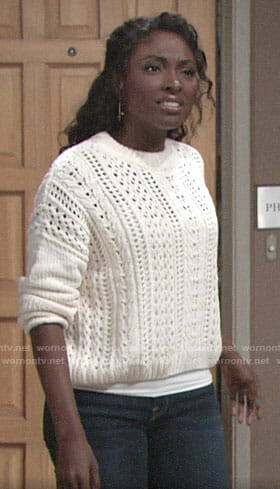 Ana's white pointelle sweater on The Young and the Restless