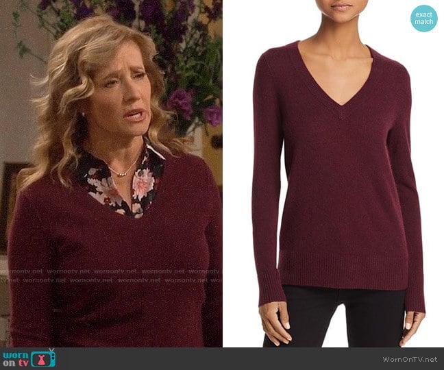 WornOnTV: Vanessa’s black floral shirt and burgundy sweater on Last Man ...