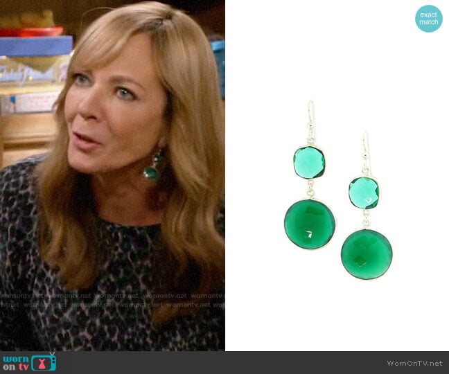 Arte Designs Green Onyx and Quartz Earrings worn by Bonnie Plunkett (Allison Janney) on Mom