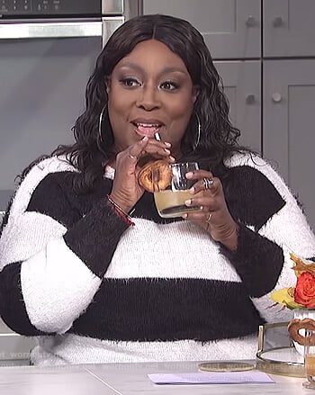 Loni’s black and white striped sweater on The Real