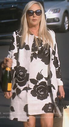 Shannon's black and white floral dress and coat on The Real Housewives of Orange County