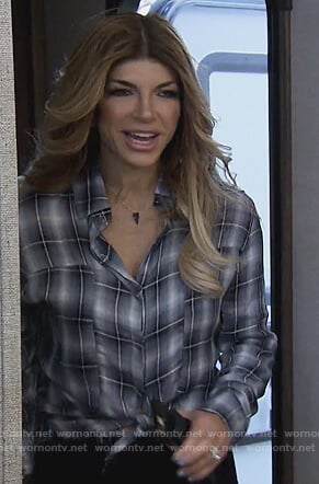 Teresa’s plaid frayed hem Shirt on The Real Housewives of New Jersey