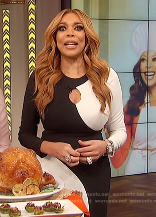 Wendy’s black and white colorblock dress on The Wendy Williams Show