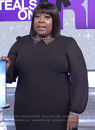 Loni's black embellished collar dress on The Real