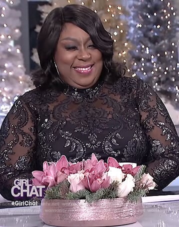 Loni’s black damask dress on The Real