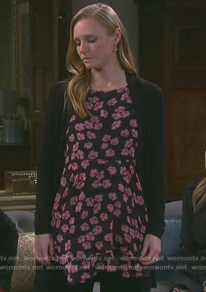 Abigail's black floral print maternity top on Days of Our Lives