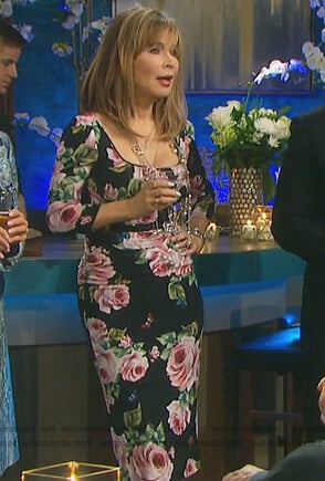 Kate’s black rose print midi dress on Days of our Lives