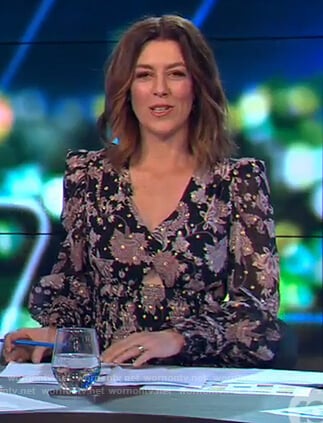 Gorgi's black floral smocked dress on The Project