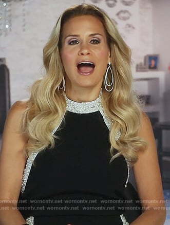 Jackie's black pearl embellished halter jumpsuit on The Real Housewives of New Jersey