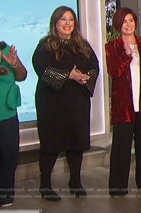 Carnie Wilson’s black studded bell sleeve dress on The Talk