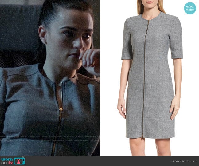 BOSS Demirana Front Zip Sheath Dress worn by Lena Luthor (Katie McGrath) on Supergirl