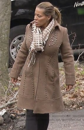 Dolores’s brown studded coat on The Real Housewives of New Jersey