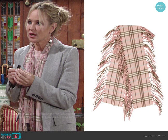 Burberry Cashmere Happy Scarf worn by Sharon Newman (Sharon Case) on The Young and the Restless