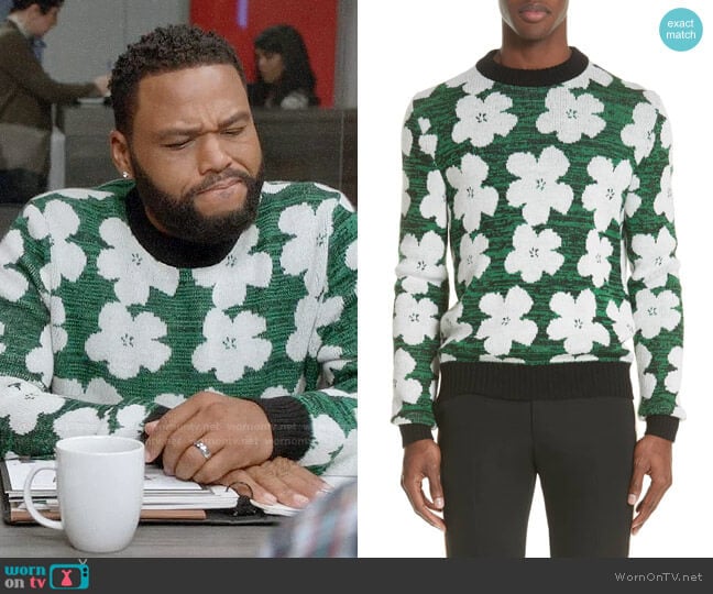 Calvin Klein 205W39NYC Andy Warhol Flower Sweater worn by Andre Johnson (Anthony Anderson) on Black-ish