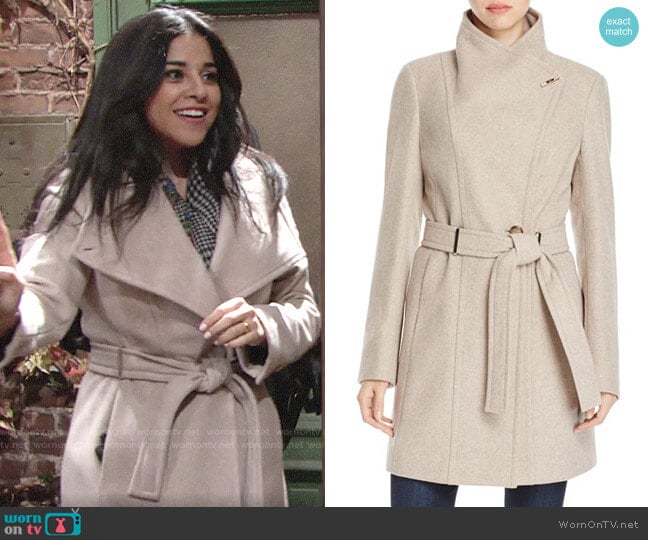 Calvin Klein Toggle Wrap Coat worn by Mia Rosales (Noemi Gonzalez) on The Young and the Restless