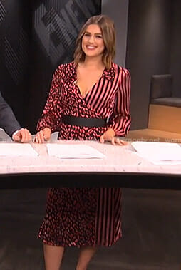 Carissa’s pink striped and leopard print wrap dress on E! News