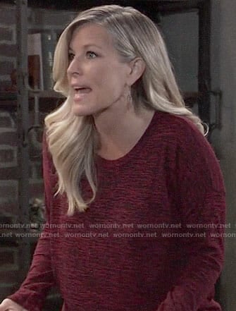 Carly’s red heathered top on General Hospital