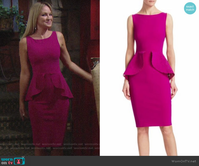 Chiara Boni La Petite Robe Sleeveless Peplum Dress worn by Sharon Newman (Sharon Case) on The Young and the Restless