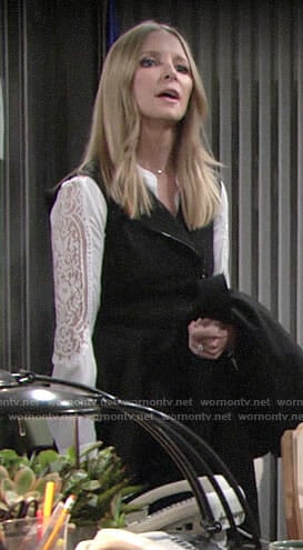 Christine’s white lace sleeve blouse on The Young and the Restless