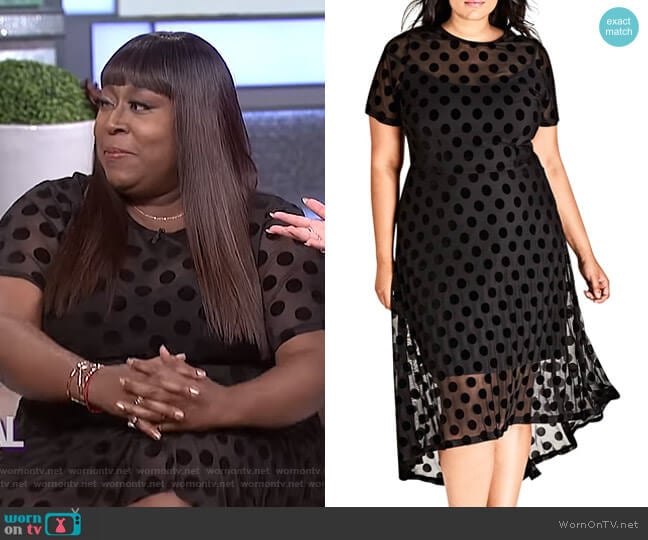 Spot Flock Dress by City Chic worn by Loni Love on The Real