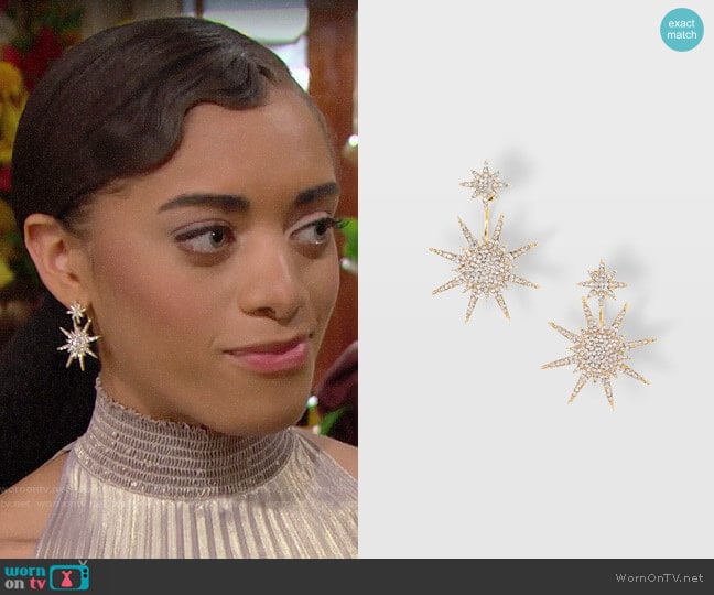 Serafina Starburst Earrings worn by Zoe (Kiara Barnes) on The Bold and the Beautiful