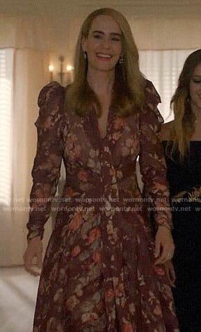 Cordelia's red floral midi dress on American Horror Story: Apocalypse