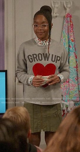 Diane's GROW UP heart sweatshirt on Black-ish