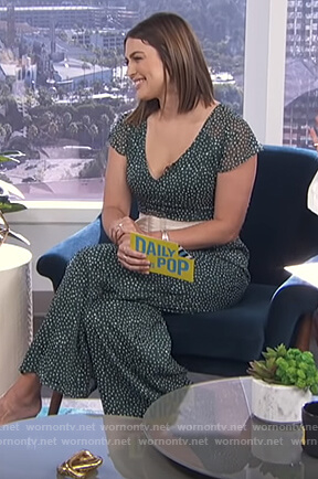Carissa’s green dotted sheer jumpsuit on E! News Daily Pop