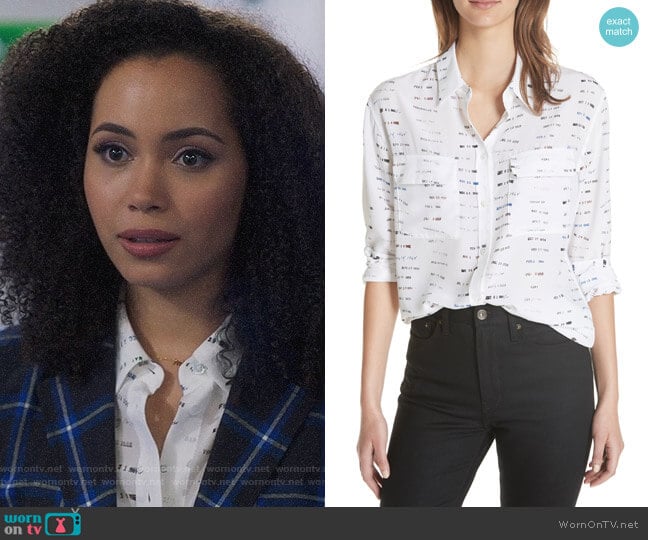 Equipment Signature Button-Down Silk Shirt worn by Macy Vaughn (Madeleine Mantock) on Charmed