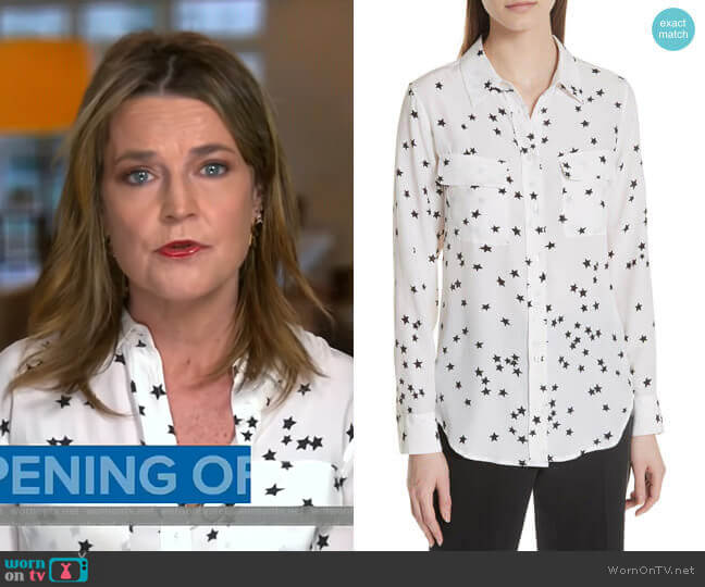 'Starry Night' Silk Shirt by Equipment worn by Savannah Guthrie on Today