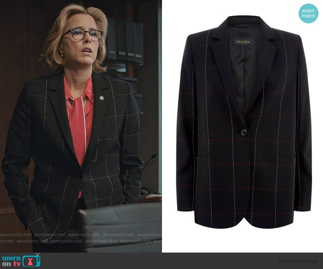 Escada Checked Blazer worn by Elizabeth McCord (Téa Leoni) on Madam Secretary