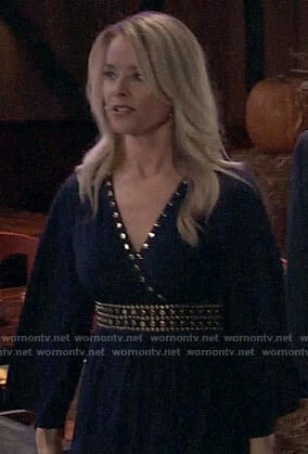 Felicia’s navy studded dress on General Hospital