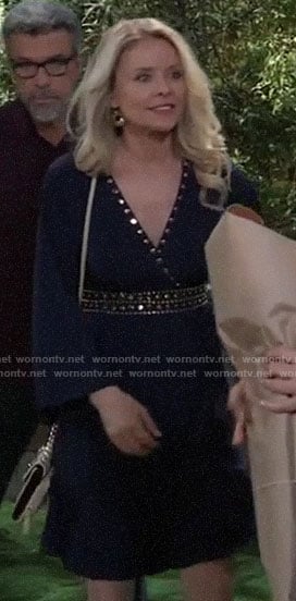 Felicia’s navy studded dress on General Hospital