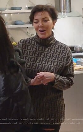 Kris's Fendi logo turtleneck sweater on Keeping Up with the Kardashians