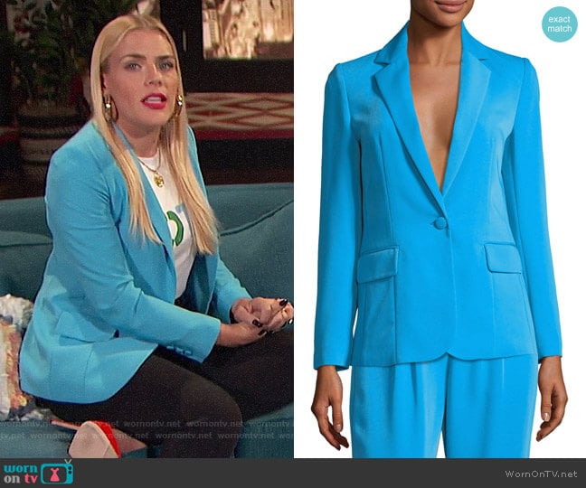 Frame True Notched-Collar One-Button Blazer worn by Busy Philipps on Busy Tonight