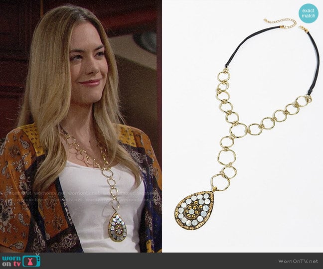 Free People Amberwood Pendant worn by Hope Logan (Annika Noelle) on The Bold and the Beautiful