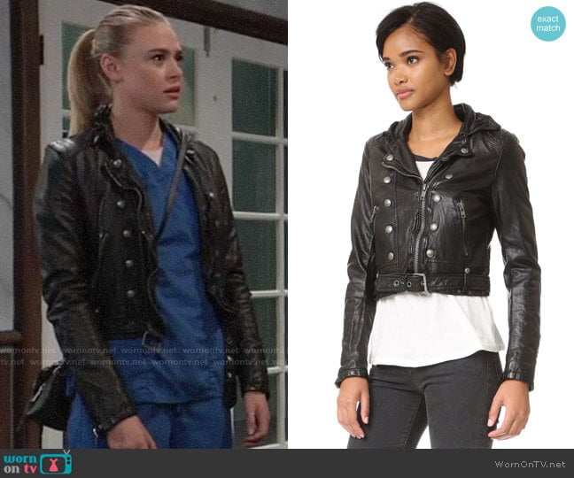 Free People Ashville Vegan Leather Jacket worn by Kiki Jerome (Hayley Erin) on General Hospital