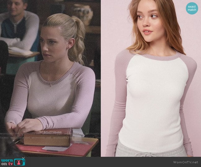 Garage Long Sleeve Ribbed Baseball Tee worn by Betty Cooper (Lili Reinhart) on Riverdale