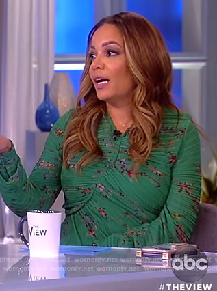Sunny's green ruched printed dress on The View